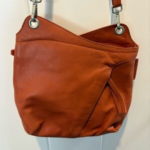 Chic Orange Leather Shoulder Bag
